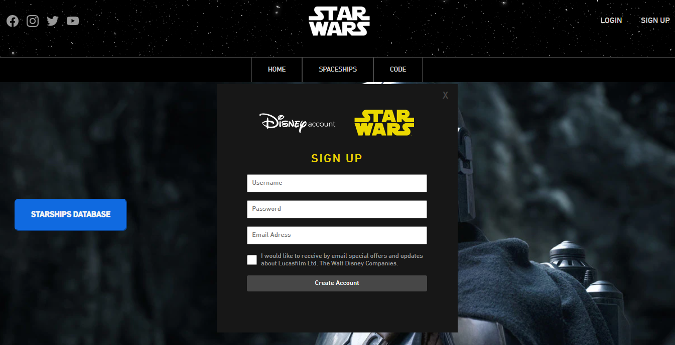 Screenshot of Swapi project.