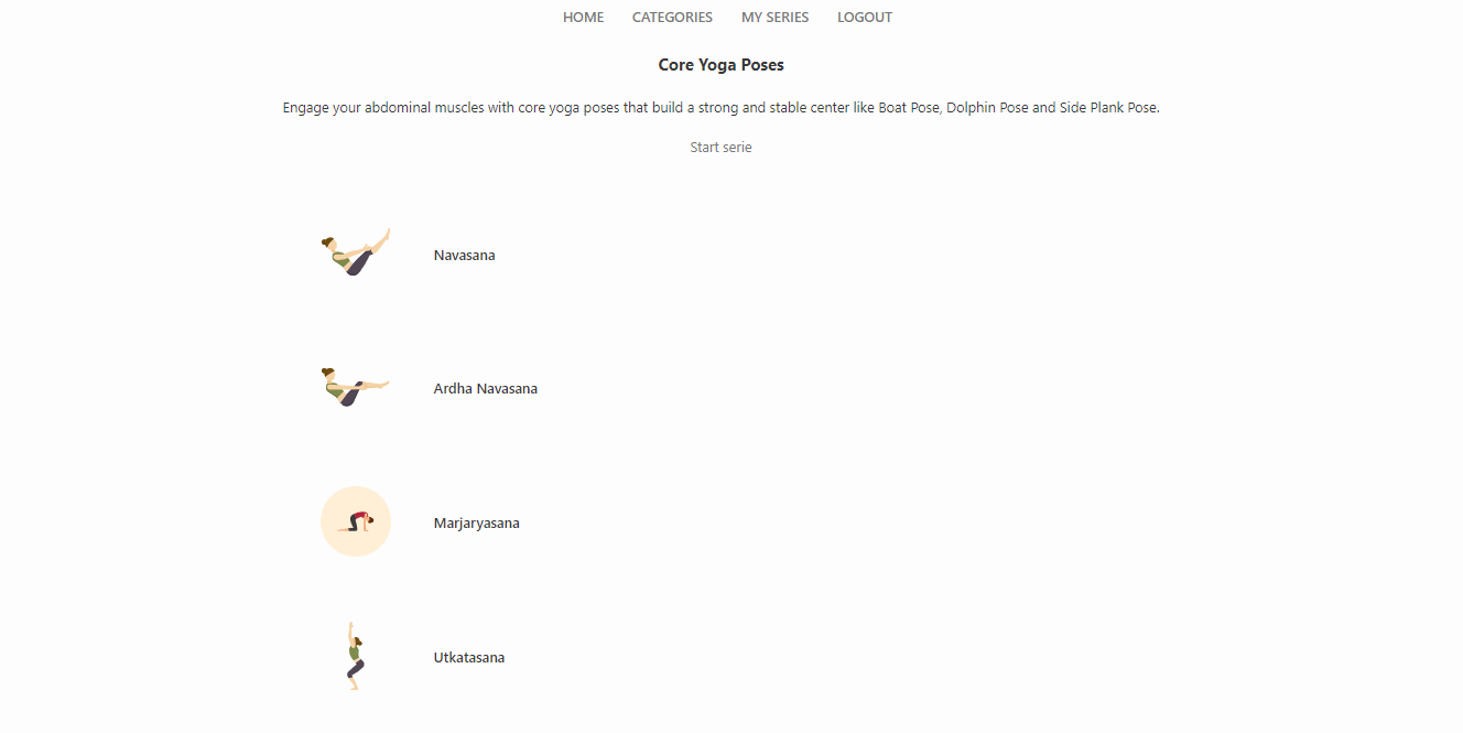 Screenshot of the YogaSeries project.